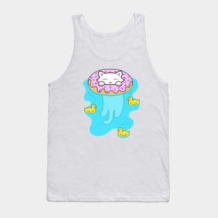 Happy little cat enjoying the summertime in the swimming pool Tank Top